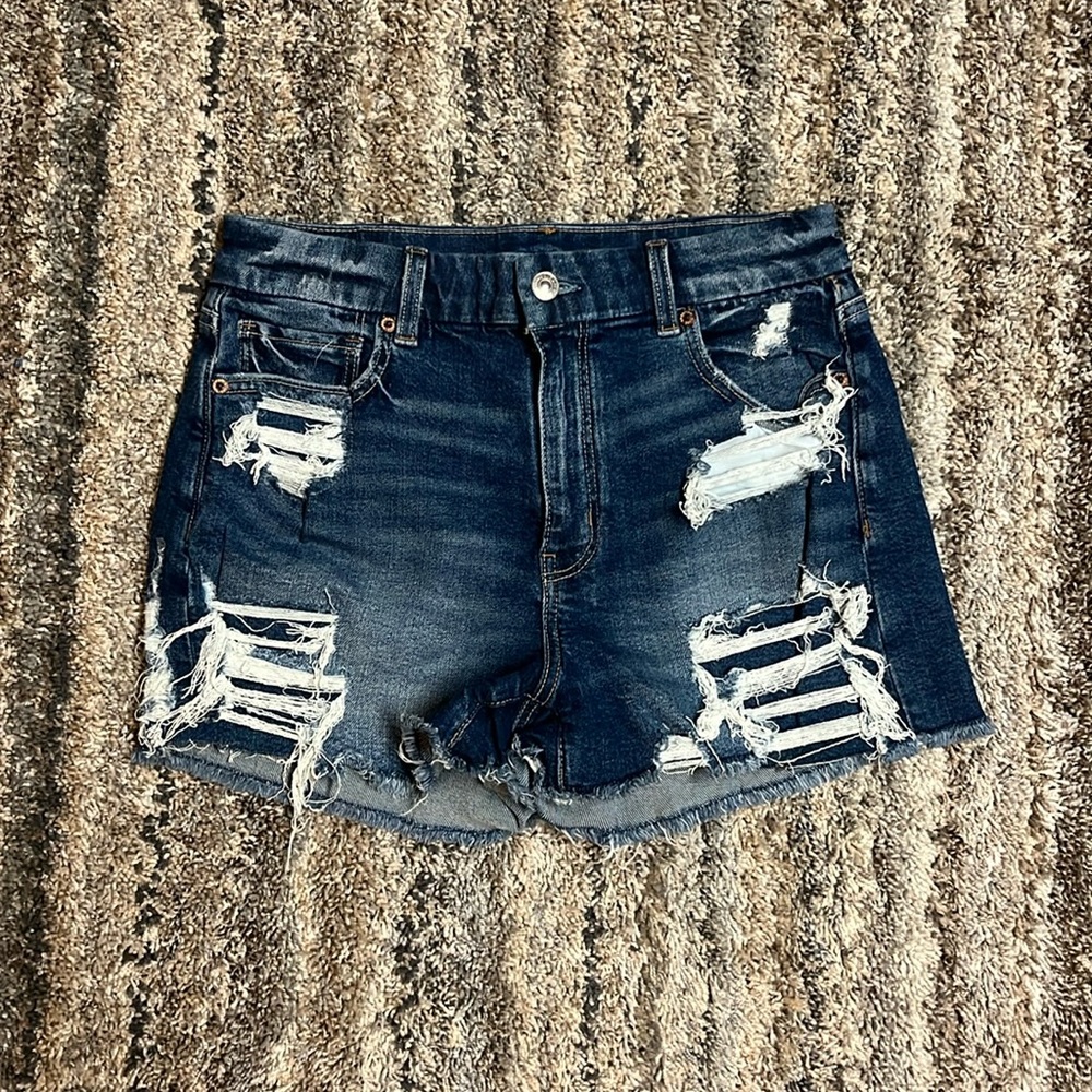 American Eagle Distressed Curvy Mom Shorts